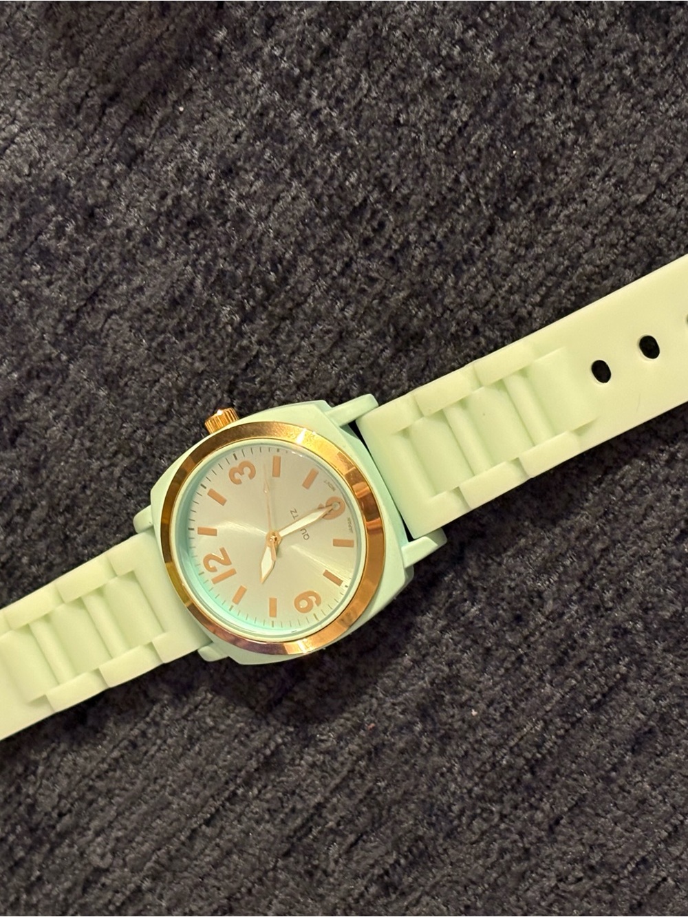 Anthropologie Mint Green Silicone Strap Watch with Gold-Tone Bezel